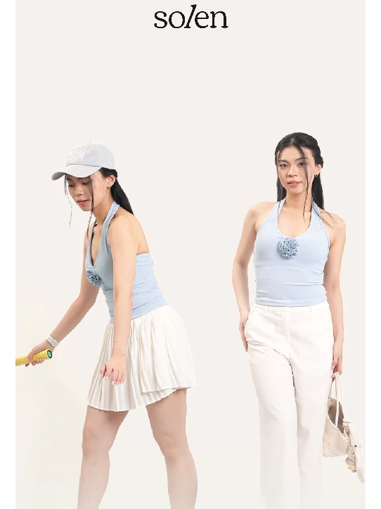 Two friends in Serene Blue court sets